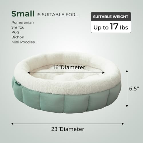 BALANCE Cat Beds for Indoor Cats, Washable Round Cat Bed, Cute Kitten Bed with Anti-Slip Bottom for Kitty and Puppy, 23 Inches, Granite Green - Image 6