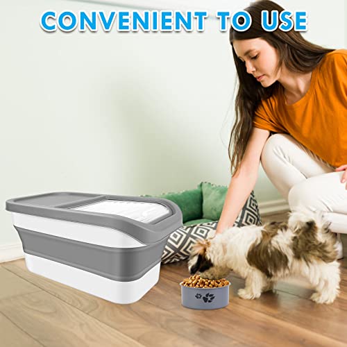 Dog Food Storage Container, 13 Lb Collapsible Pet Food Container Airtight Food Storage Bin With Lids Locking Bowl Kitchen Cereal Rice Dry Holder With Bowl & Shovel & Measuring Cup #TOP6