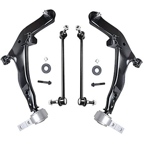 Image of Detroit Axle - 4pc Front End Control Arms Kit for 2003-2007 Nissan Murano, 2 Lower Control Arms w /Ball Joints 2 Stabilizer Sway Bars 2004 2005 2006 Replacement