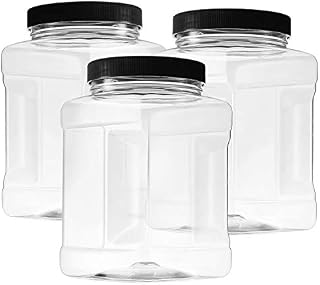 48 Oz Plastic Storage Jars with Lids Pack of 3 - Large Clear
