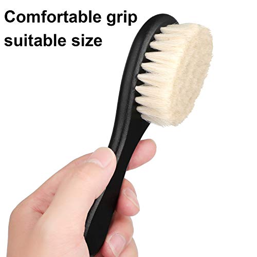 Patelai 4 Pieces Barber Fade Brush Set with Natural Fiber Wooden Handle - Beard Styling Brush, Neck Duster, and Cleaning Brush for Men's Grooming