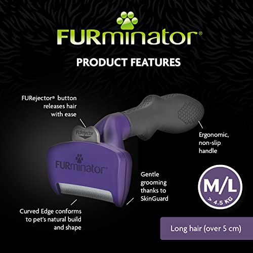 FURminator Ferramenta de remoção de pelo para gatos de cabelo longo médio/grande, M