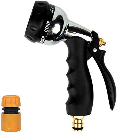 Garden Hose Spray Gun with 7 Patterns,Heavy Duty Metal Garden Hose Nozzle Zinc Alloy High Pressure Water Gun Bigger Nozzle Area Upgraded for Plant Watering, Car and Pet Washing, Sidewalk Cleaning