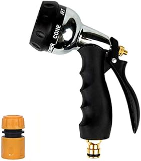Garden Hose Spray Gun with 7 Patterns,Heavy Duty Metal Garden Hose Nozzle Zinc Alloy High Pressure Water Gun Bigger Nozzle Area Upgraded for Plant Watering, Car and Pet Washing, Sidewalk Cleaning
