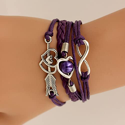 JIJIBA Pulseras de Cuero para Mujeres Wrap Infinity Love Heart Friendship...
