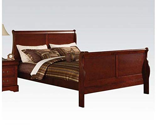Knocbel Full Size Bed Frame, Wood Platform Bed With Slats Support, Traditional Sleigh Bed With Headboard And Footboard, Box Spring Required, 85" Lx56 Wx47 H, Cherry Full Bed #TOP2