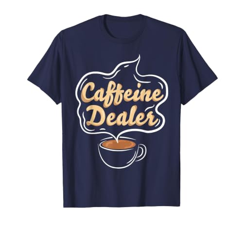 Caffeine Dealer Barista Coffee coffeemaker Waitress Waiter T-Shirt, Men, Navy Blue, 3X-Large