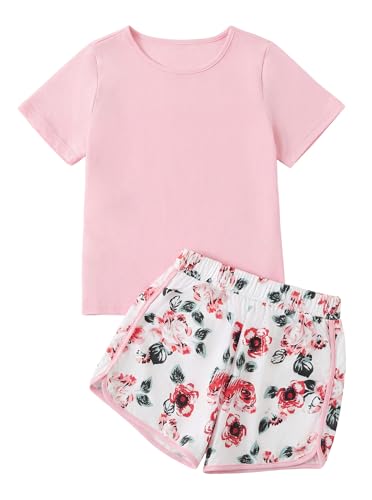 Image of Girl's 2 Piece Outfits Cute Summer T-Shirt and Graphic Shorts Clothing Sets