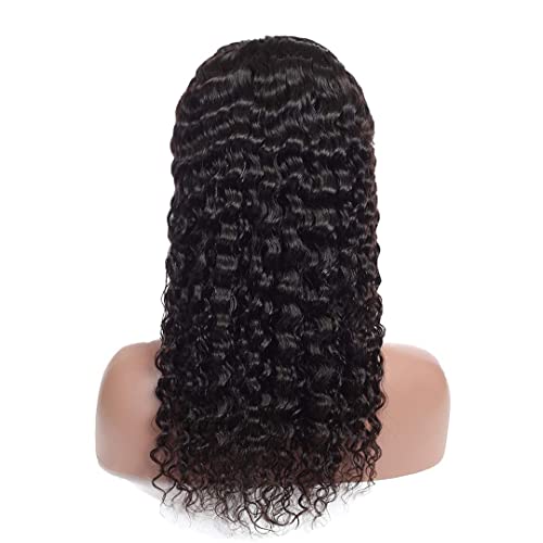 Aiterina Headband Wig Deep Wave Human Hair Virgin Hair Wigs 14 Inch None Lace Front Wigs for Black Women Deep Wave Machine Made Wig Natural Color