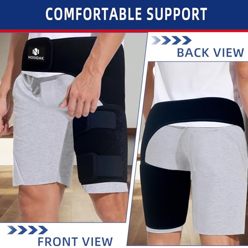 Hip Brace for Sciatica Pain Relief Thigh Compression Sleeve Groin Brace Sacroiliac Belt Support for SI Joint, Sciatic Nerve, Hip Replacement, Arthritis, Bursitis for Men Women - Left