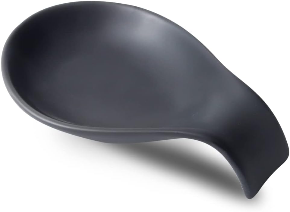 Nihow Ceramic Spoon Rest for Stove Top/Kitchen Counter,Black