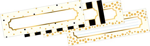 Barker Creek Double-Sided Desk Nameplates & Bulletin Board Signs, Gold, Multi-Purpose Desk Nameplates, Bulletin Board Signs, Hall Passes, Word Walls and More! 3.5