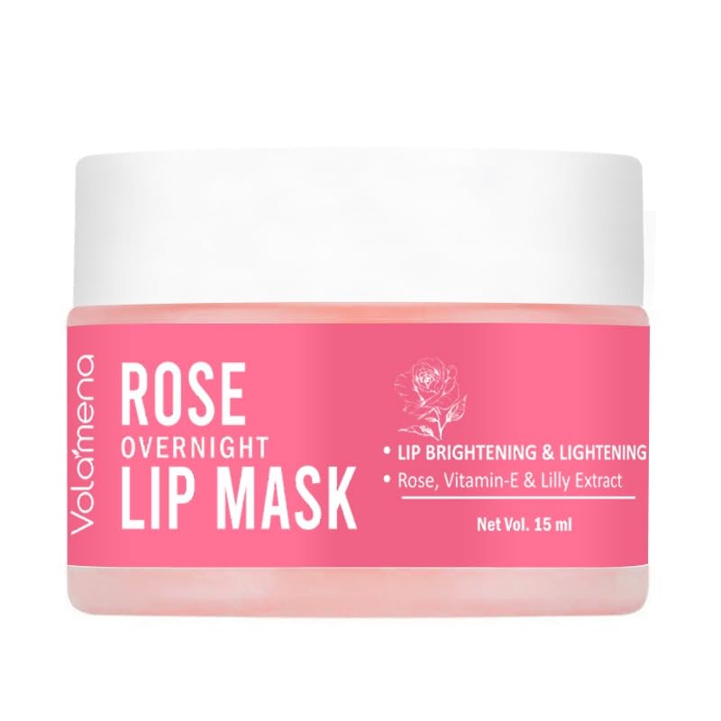 Volamena Rose & Vit-E Lip Mask For Lighten Dark to Natural Pink Lips For Women 15 ml