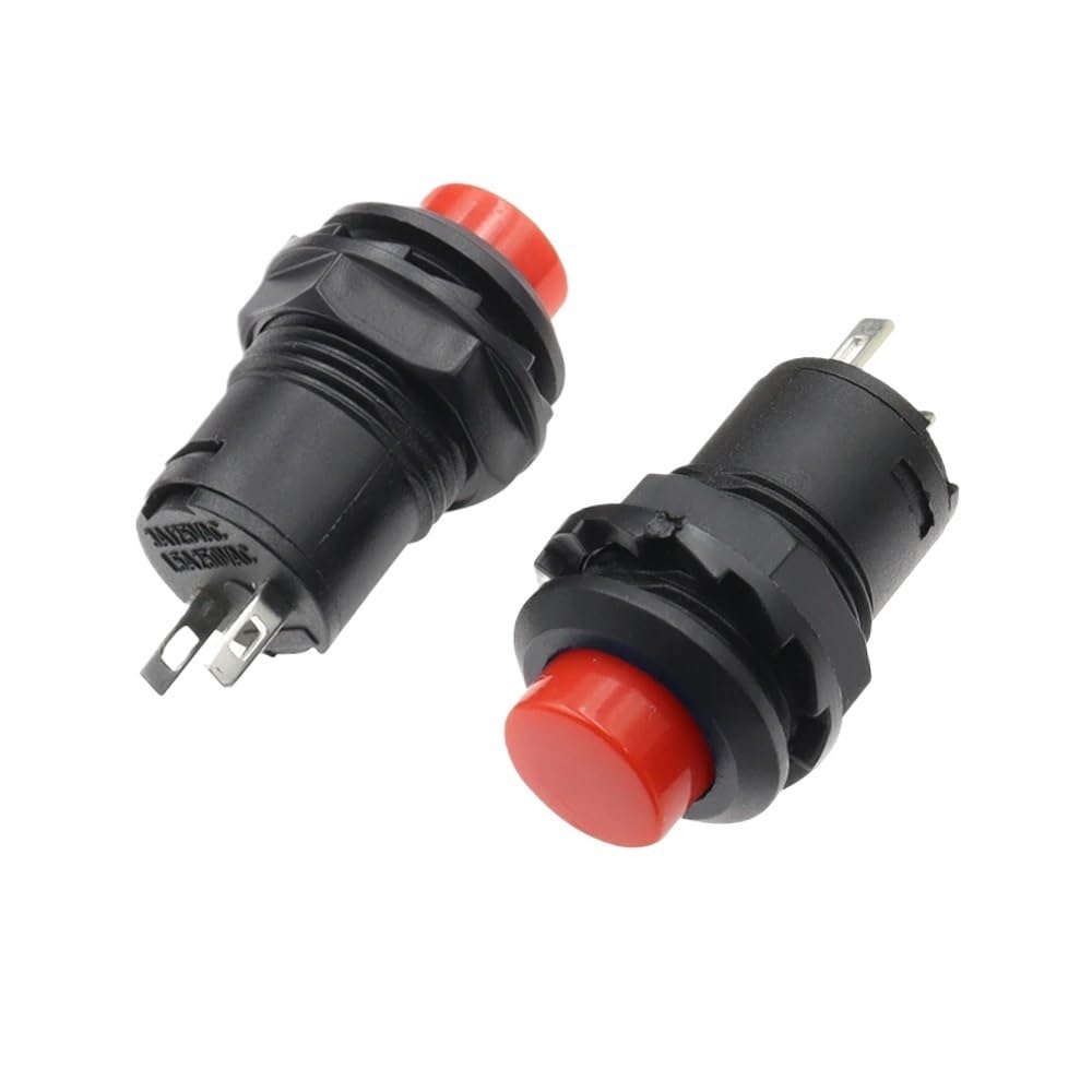IDGTTLDF 1PC Red Momentary Pushbutton Switches DS427 12mm OFF- ON Push Button Switch 3A /125VAC 1.5A/250VAC DS-427