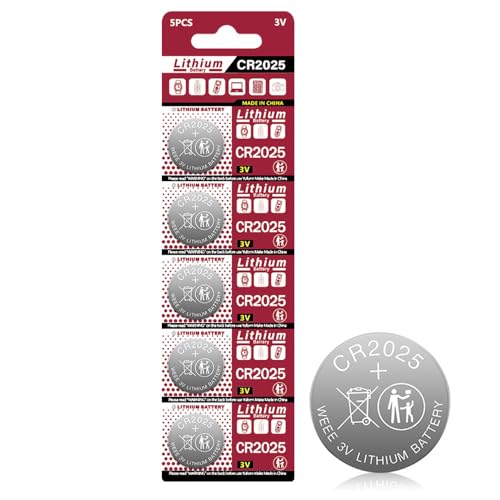 Cotchear CR2025 3V Mobiele Muntbatterijen DL2025 BR2025 KCR2025 CR 2025 Autosleutel Knop Horloge Lithium Munt Batterij (1 Pack - 5 stuks)