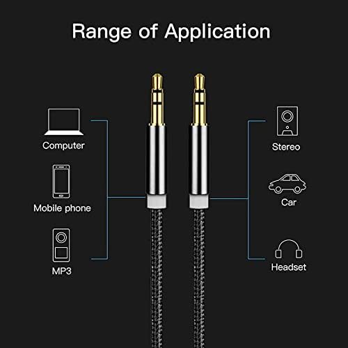 NA 3.5mm AUX Cable, Audio Cable Nylon Braided Jack Cable for Headphones, Android Smartphones,iPhones,iPod,iPad,Mp3,Mp4,Computer,Car Compatible with Stereos, Speaker and More (3FT/1M 1 pack)