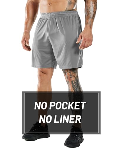 MIER 2 Pack Men's Quick-Dry Athletic/Soccer/Basketball Shorts Without Pockets No Liner Running Workout Training Active3