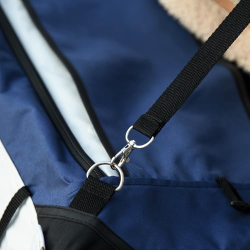 PawHut 2 in 1 Hundewagen Hundebuggy klappbar für Hunde & Katzen bis 10 kg Katzenbuggy mit Kissen Netzfenstern Türen Aufbewahrungskorb Katzenwagen Buggy Blau