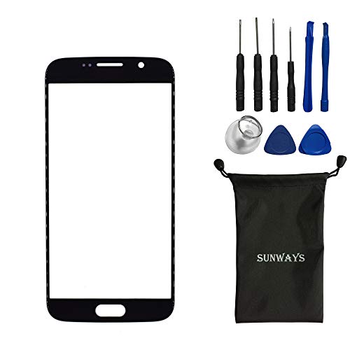 Sunways Front Outer Screen Glass Lens Replacement for Samsung Galaxy S6 G9200 G920A 【Not for S6 Active】 (Black)