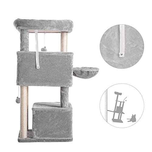 Hey-Brother Cat Tree,Multi-Level Cat Condo For Large Cat Tower Furniture With Sisal-Covered Scratching Posts, 2 Plush Condos, Big Plush Perches Mpj011W #TOP6