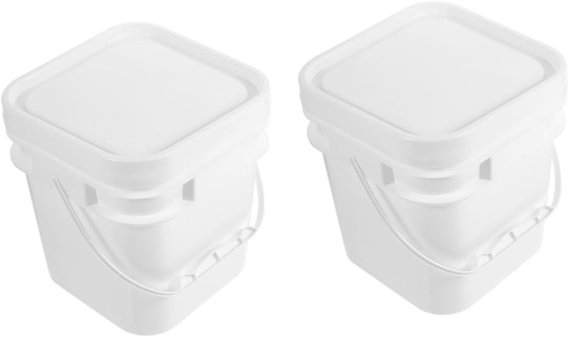 Garneck 2pcs Square Paint Bucket Handle and Lid Pp Plastic Bucket for Oil Paint Storage