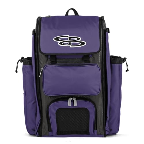 Boombah Catchers Superpack Bat Bag - BM-9024C23 Charcoal/Purple - Holds 4 Bats - Backpack Version (no Wheels)