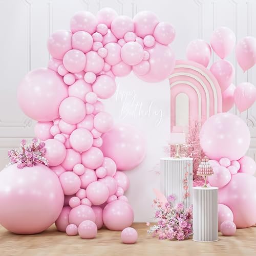 Image of PartyWoo Baby Pink Balloons 127pcs Different Sizes of 36 18 12 10 5 Inch Pastel Pale Light Pink Balloons Arch Kit Garland for Gender Reveal Baby Shower Birthday Princess Party Decorations Pink-Q05