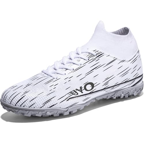 NISOCY Men’s Soccer Shoes Football Cleats High-Top Outdoor/Indoor Athletic Rubber