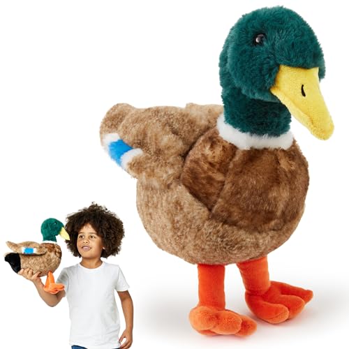 Zappi Co Peluche de Ánade Real (30cm) - Brillante, Suave Pato, Ecológico, Ideal para el Juego Imaginativo de los Niños en el Estanque, Hecho con Material 100% Reciclado