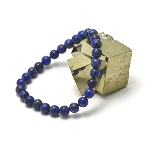 Miracles Minéraux Bracelet perle ronde 6 mm, pierre naturelle, création artisanale française, plus de 60 choix (Lapis lazuli 6 mm)