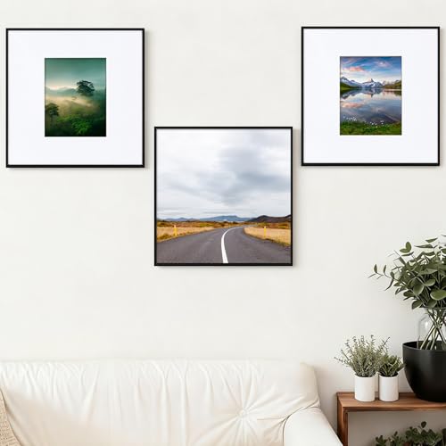 Wonderjune 3 Pcs Matte Black Metal Picture Frames Aluminum Alloy Thin Border Square Frames with Fit for Photo with Mat or Photo Without Mat (24x24 Inch（11x14 Inch）) by Wonderjune - Image 9