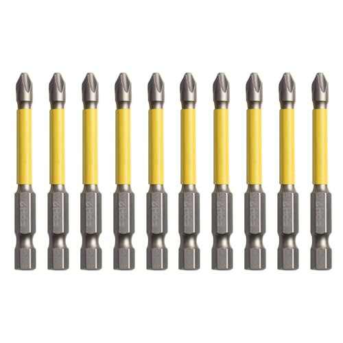 ZYWUOY Schraubendreher-Bit-Set, 65 mm, magnetisch, Spezialschlitz, Kreuz-Schraubendreher-Bit für Elektriker FPH2, Elektrowerkzeug, 10 Stück