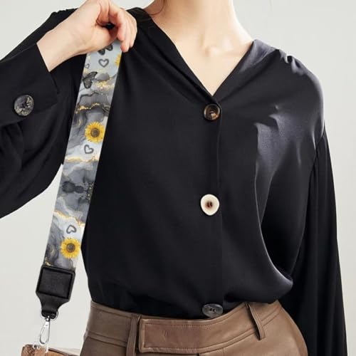 Image of Coldinair Gray Marble Purse Strap Sunflower Replacement Crossbody Bag Strap,Guitar Strap for Purses Crossbody, Purse Making Supplies