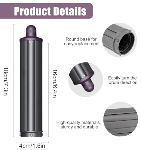 1.6inch/ 40mm Long Curling Barrels Attachments for Dy.Son Airwrap Styler, Hair Curl Barrels Replacement Parts, Purple