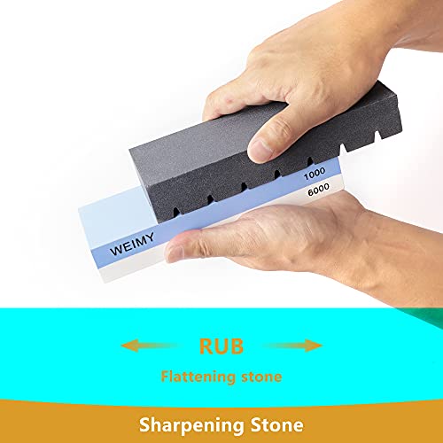 Weimy Flattening Stone Set, Two Sharpening Stones Flattener, Grit 180 Black & 320 White Whetstone - Fixer With Grooves For Repair Any Wet Stone #TOP3