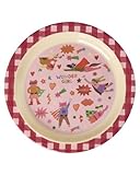 RICE Flacher Teller aus Melamin Ø 22 cm – „Wonder Girl" Motiv mit Rotem Karo-Rand, BPA-frei & Lebensmittelecht, Spülmaschinenfest (max. 70°C)