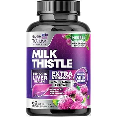 Milk Thistle Supplement - Advanced Liver Cleanse Detox & Repair with Dandelion Root Extract - Natural Milk Thistle Silymarin Marianum Extract Liver Health Support, Non-GMO, Bottled USA - 60 Capsules
