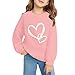 Girls Oversized Sweatshirt Heart Love Preppy Sweatshirts Fall Winter Long Sleeve Teen Girl Cute Fashion Clothes Pink 3-4 Years