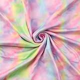 David accessories Double Brushed Poly Knit Fabric Tie-Dye Pattern Printing Fabric 4 Way Stretch Spandex Knitting Fabric DBP Fabric by The Yard for Clothes Dress (Rainbow)