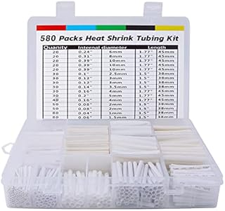 ASHINER 580PCS Durable Heat Shrink Tubing Kit - Ideal for Electric Insulation and Repairs with Convenient Storage Case, White