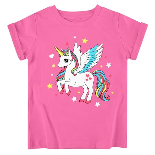 Image of Funnycokid Little Girls T Shirt for Toddler 3-7 Years Kids Tee Graphic Short Sleeve Clothes Tops