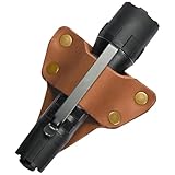 Tactical Leather Flashlight Holster, Flashlight Holder for Tactical Flashlight, Flashlight Belt Case, Flashlight Belt Holster, Maglite Mag-Tac CR123, Streamlight PolyTac 88850, Fenix PD35 (Tan)