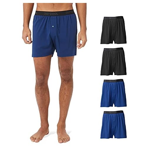 32 DEGREEES Men’s 4 Pack Soft Cotton Boxer | 4 Pack | Loose Fit | Button-Fly, 2 Black/ 2 Marine, X-Large