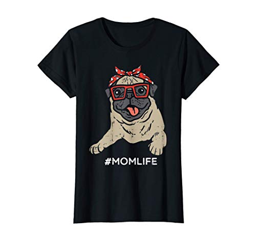 Mujer Pug Polka Dots Bandana Mom Life Mothers Day Dog Mama Women Camiseta