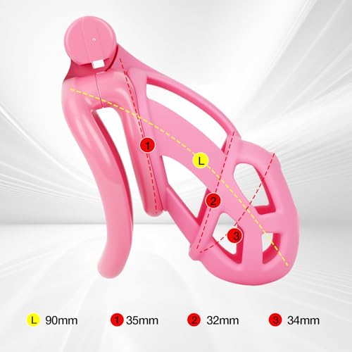 Image of Sex Toys Male Chastity Cage with Elastic Belt & Invisible Lock - 4 Rings Lightweight Comfort Fit Design for Long Term Wear, Secure Chastity Device (M-90mm) - Breathable Large Penis Cage for Men (Pink)