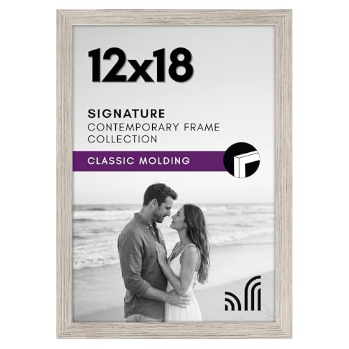 Americanflat 12x18 Poster Frame with Shatter-Resistant Glass - Signature Collection - Gallery-Style Frames Made of Engineered Wood - Photo Frame for Wall Display - Driftwood
