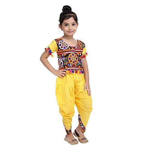 Image of BownBee Girls Embroidered Choli with Dhoti