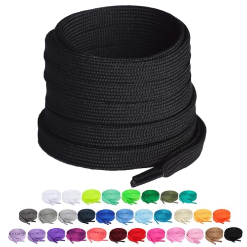 Image of Booyckiy [2 Pairs] 2 /5 inch Flat Shoelaces 16 Colors Shoe Laces in 36 inch-63 inch