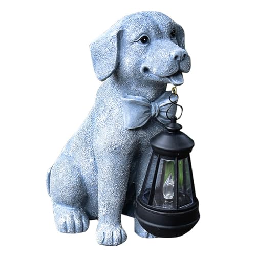 Solar Garden Statue, Resin Dog Outdoor Decor, Unique Garden Sculptures, LED Dog Figurine, Funny Solar Light, Lawn Ornament, for Yard Patio Pathway