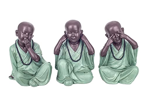 SGRIMALT Figurine 3 Bouddhas de la Sagesse Assis, Collection Baby Zen, H 17 cm